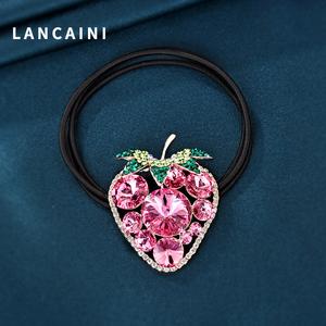 施华水晶高端定制草莓头绳头饰橡皮筋气质后脑勺扎头发马尾发绳女