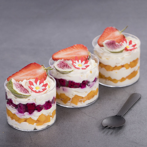 200ml大圆杯慕斯杯 水果蛋糕果冻冰淇淋提拉米苏一次性塑料西点盒