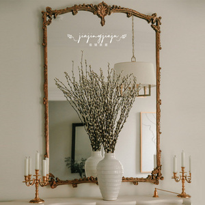 法式复古欧式化妆镜梳妆台壁炉镜子家用洗手间浴室镜防雾智能大镜