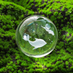 创意海洋海豚水晶球装饰摆件治愈系透明玻璃球送朋友闺蜜生日礼物