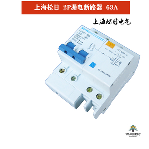 上海松日空气开关双p漏电开关小型断路器2p63a漏电保护器双漏电