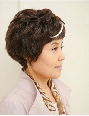 中老年假发女妈妈花白女士假发奶奶微卷发短发真k发老太太蓬松发