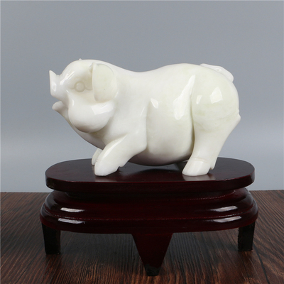 辽宁岫玉摆件天然玉猪摆件雕刻玉石摆q件玉器客厅家居摆设招财镇