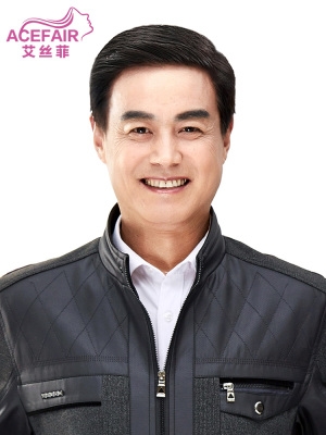 中年男士真发假发短发中老年假发男爸爸帅气逼真发型真人发丝头套