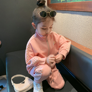 小沐沐女童网红炸街卫衣套装春秋款两件套女宝宝时髦洋气2022新款