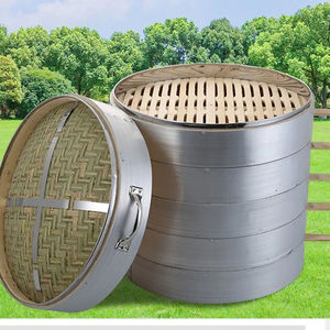 保温竹制大蒸屉铝合金包边加厚大号竹蒸格 包笼子馒头商用蒸笼