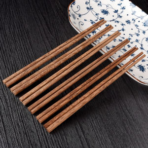 鸡翅木筷子十双装家用无漆无蜡木头快子单人装木质筷子一双实木筷