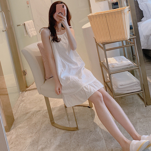 吊带睡裙女夏季薄款纯棉2022年新款大码韩版少女白色性感睡衣裙子