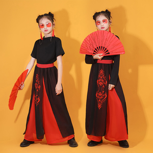 幼儿爵士舞服装中国风孩童扇子舞古典舞蹈表演服少儿雪龙吟演出服