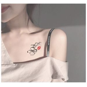 锁骨纹身贴高级感ins风胸前女性感字母文身贴纸不掉持久防水仿真