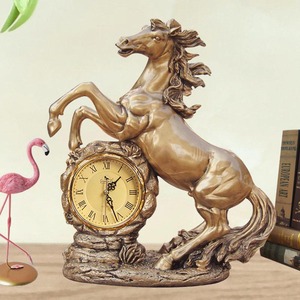 客厅座钟简约现代家用台式轻奢创意时尚飞马坐钟静音北欧钟表摆件