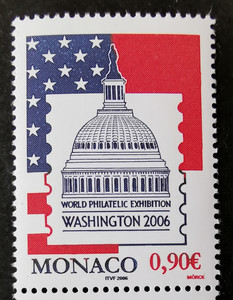 摩纳哥邮票2006华盛顿国际邮展1全新马丁莫克雕刻