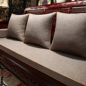 新中式沙发坐垫红木家具沙发垫棉麻布艺实木罗汉床五件套座垫定制
