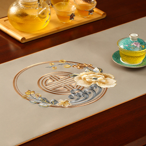 桌旗轻奢高端餐桌布新中式茶席茶桌茶台布艺长条茶几装饰垫布定制