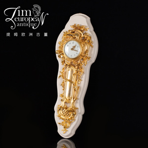提姆欧洲古董西洋古物法国新艺术风格铜鎏金机械钟表装饰摆件