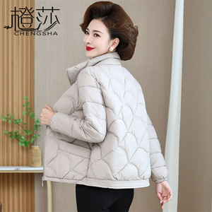 中年妈妈小棉袄秋冬装短款中老年棉服女洋气轻薄棉衣外套2023新款