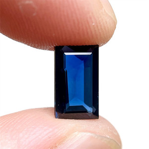 天然无烧山东昌乐蓝宝石方形蓝宝石戒面