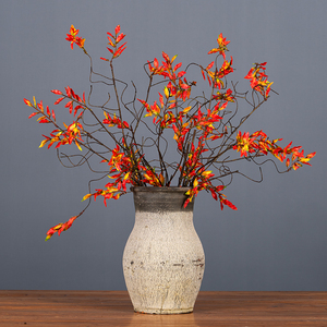 绢花假花仿真植物石榴叶树枝造景缠绕藤条干插花室内吊顶装饰花艺