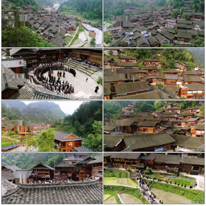贵州黔东南郎德上寨古村落苗年侗族苗族风景名胜区航拍视频素材