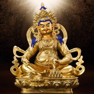 纯铜黄财神佛像精工尼泊尔鎏金密宗藏巴拉财神像客厅供奉招财摆件