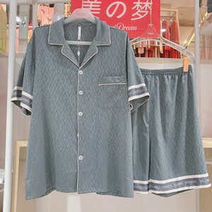 仙坤家居服夏天男士短袖冰丝睡衣贡缎丝绸短裤柔软外穿套装723503