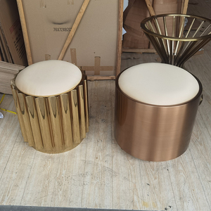 小凳子 家用时尚创意沙发墩子 不锈钢圆柱形凳子客厅坐墩梳妆矮凳