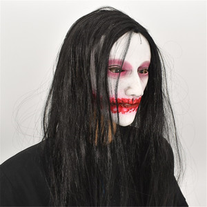 万圣节鬼屋密室夜光僵尸女鬼恐怖面具头套长发烂鬼脸贞子吓人道具