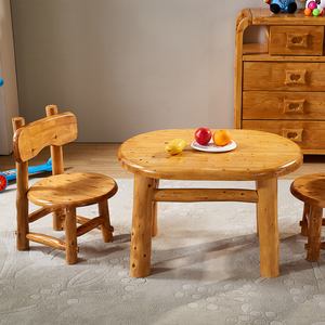 全实木儿童小桌子香柏木原木小茶几实木小凳子椅子组合玩耍游戏桌