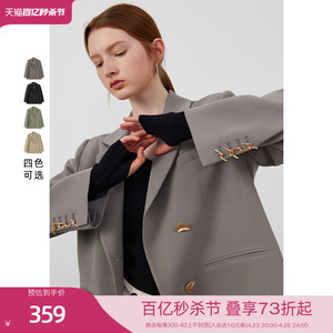 CIRCLOFY瑟夕 翻驳领西装小外套女2024新款开叉设计休闲西服上衣