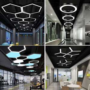 工业风LED超市六边形蜂巢建身房造型灯创意异形办公室商场网咖