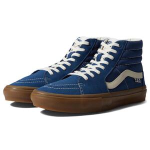 代购正品范斯Vans Skate SK8-Hi 蓝色简约舒适男士高帮休闲板鞋