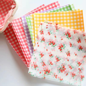ins彩色草莓格子装饰烘焙油纸切块蛋糕卷三明治家用防油纸垫纸