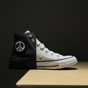 匡威all star黑白撞色反战阴阳魔术贴高帮男女休闲帆布鞋165767c