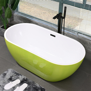 独立式无缝一体亚克力彩色浴缸网红小户型椭圆家用卫生间贵妃浴盆