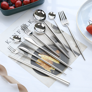欧式304不锈钢西餐刀叉勺两三件套牛排家用筷子网红汤勺餐具全套