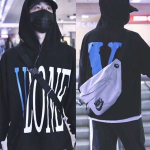 正确版vlone pop up王一博同款反光大v连帽卫衣外套情侣男女潮牌
