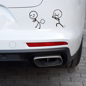 关闭远光灯竖中指鄙视车贴纸个性搞笑火柴人保险杠玻璃装饰车贴纸