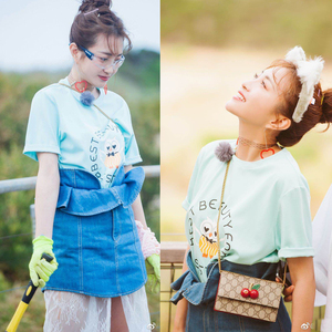 妻子的浪漫旅行2包文婧同款牛仔半身裙女夏季网纱裙