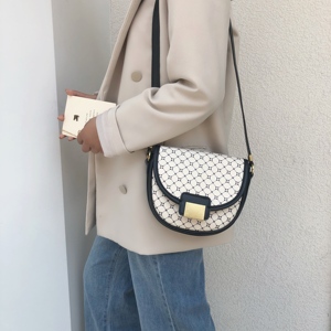 zara trfb小包包女2020秋冬休闲马鞍包拼接印花单肩包质感斜挎包