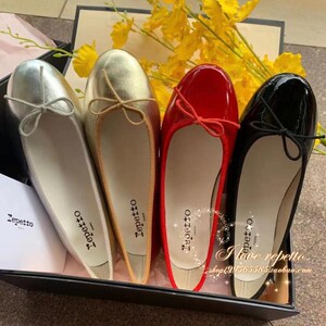 repetto芭蕾舞鞋真皮舒适流行蝴蝶结浅口平底女单鞋