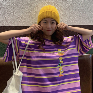 古着短袖t恤女ins潮宽松韩版百搭学生原宿bf慵懒风嘻哈初春上衣服