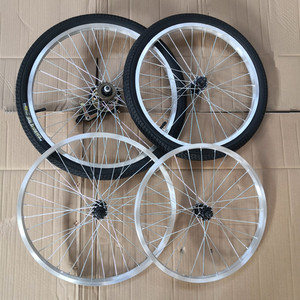 自行车轮圈铝合金20/22/24/26寸138前后轮组胎总成单速自行车配件