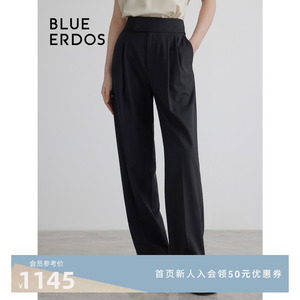 BLUE ERDOS秋冬宽松简约黑色休闲直筒西装裤女B236M1018