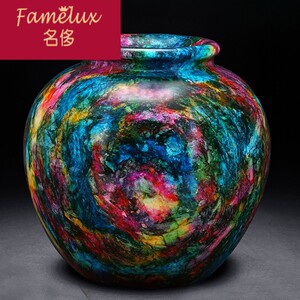 台湾七彩玉花瓶摆件