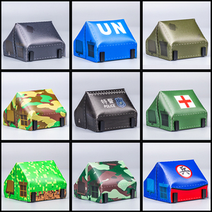 中国积木迷彩帐篷人仔配件二战军事建筑场景小颗粒男孩子拼装玩具