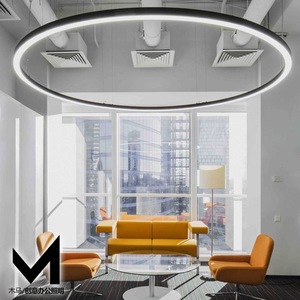 新款LED圆环灯现代简约艺术圆形商场健身房大厅工程定制吊灯