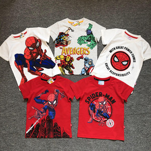 欧美外贸英雄超人蜘蛛卡通新款童装短袖T恤