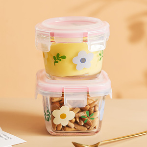迷你玻璃保鲜盒食品级宝宝辅食专用碗带盖密封罐分装瓶小密封盒子