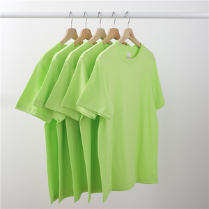 荧光绿果绿短袖t恤女莹绿银光绿纯棉半袖浅糖果绿青苹果上衣男夏