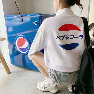 百事可乐卫衣小高领拉链高腰女装pepsi短款0700978外套 hm8mz